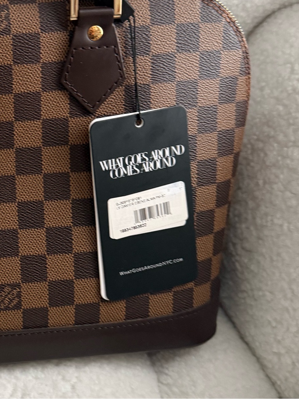 Louis Vuitton Brown Checkerboard Satchel with Dark Brown Trim